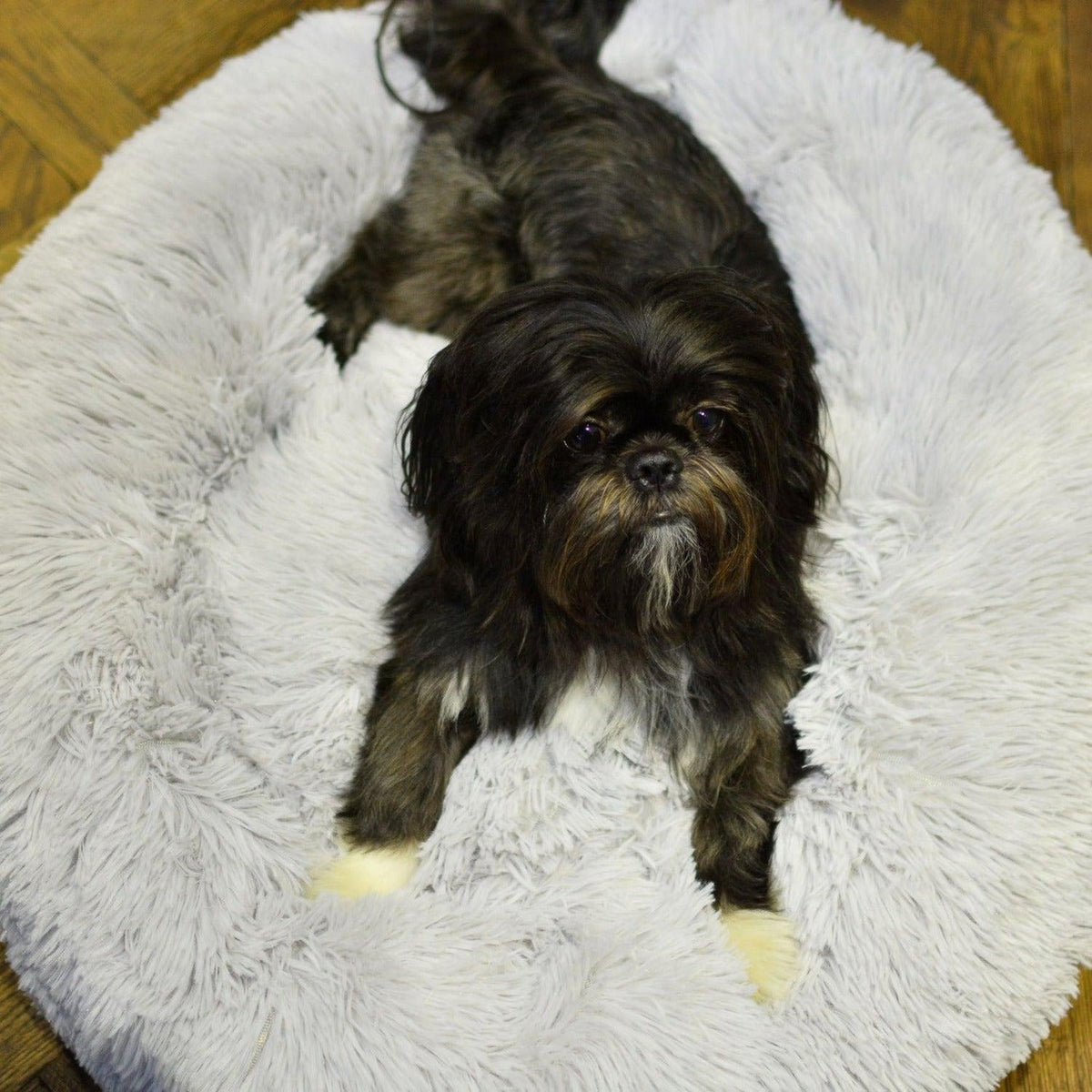 Luxury Soft Donut Dog Bed Cushion Superior Comfort - Light Grey