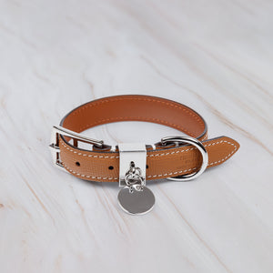 Brown luxury leather dog collar 