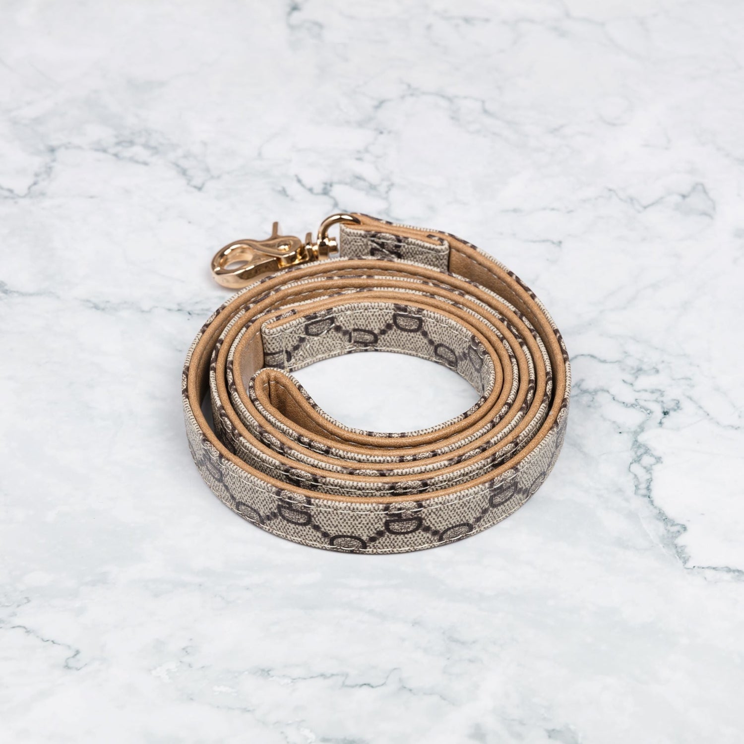 Designer Vintage Leather Dog Leash Khaki