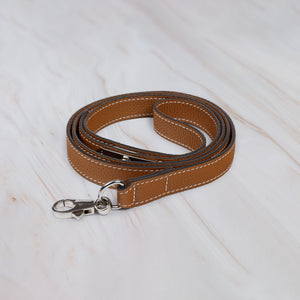 brown leather dog lead