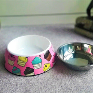 Colorful Cartoon Double-Deck Feeding and Drinking Dog Bowl - Cup Cake