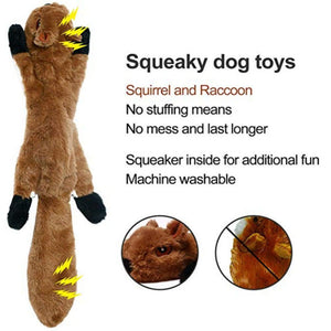 Interactive Squeak Plush Dog Toy - Brown