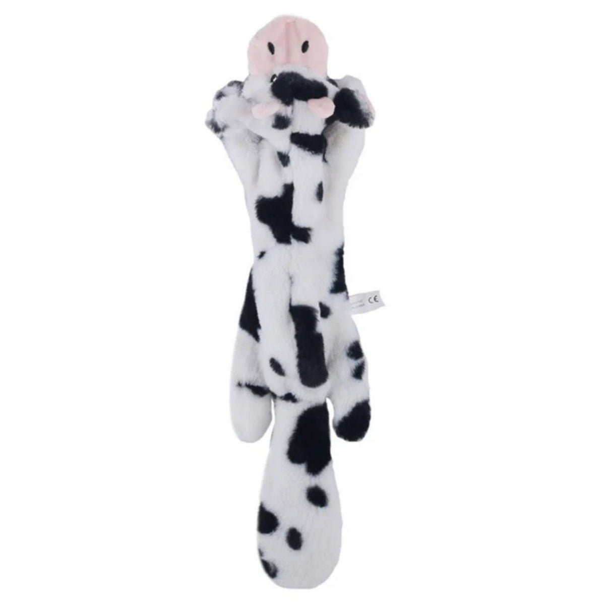 Interactive Squeak Plush Dog Toy - Cow