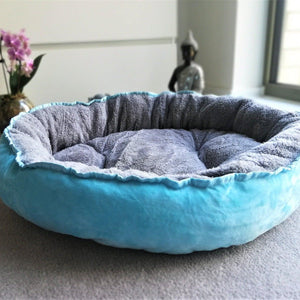 Plush Cushion Double Sided Dog Bed - Lake Blue