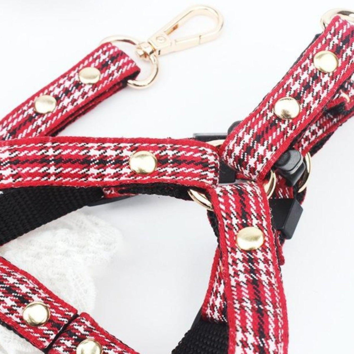 Scottish Bow Tie Dog Harness and Leash Set
