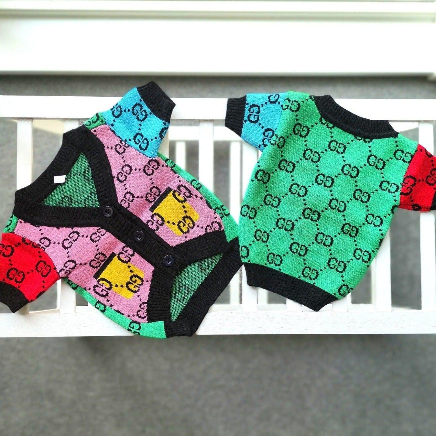 The Rainbow Designer Dog Sweater Cardigan