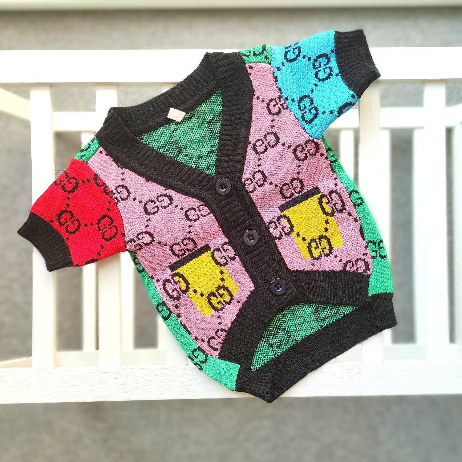 The Rainbow Designer Dog Sweater Cardigan
