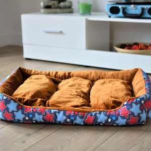 Warm Soft Comfy Dog Bed - Blue Dreams